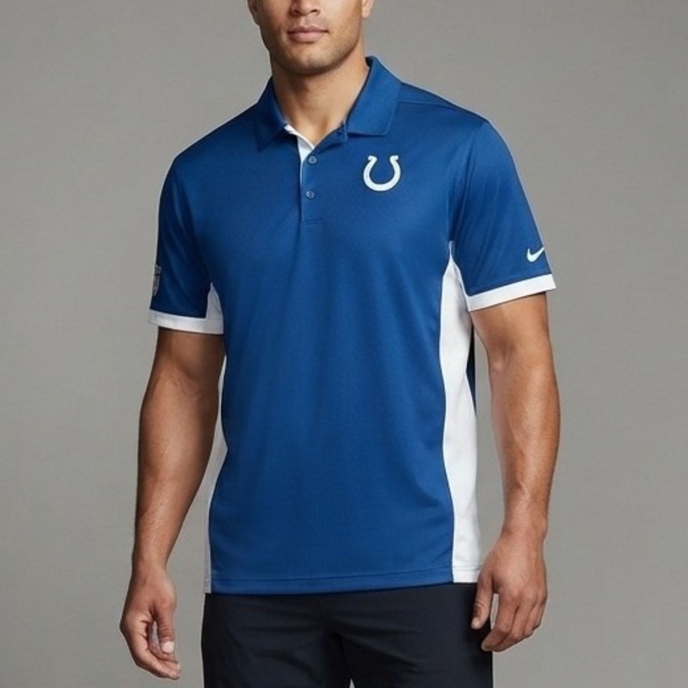 Nike Dri-FIT Indianapolis Colts NFL Training Polo Shirt Mens Large Blue White
